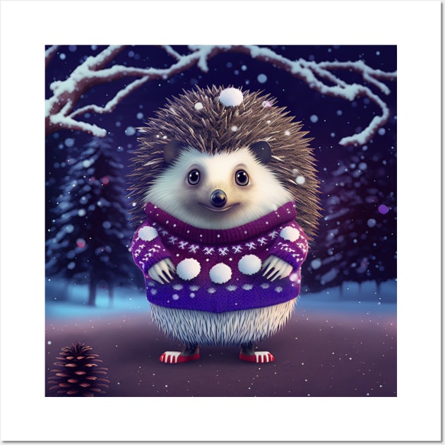 Cute Christmas Hedgehog Wall Art by Art8085